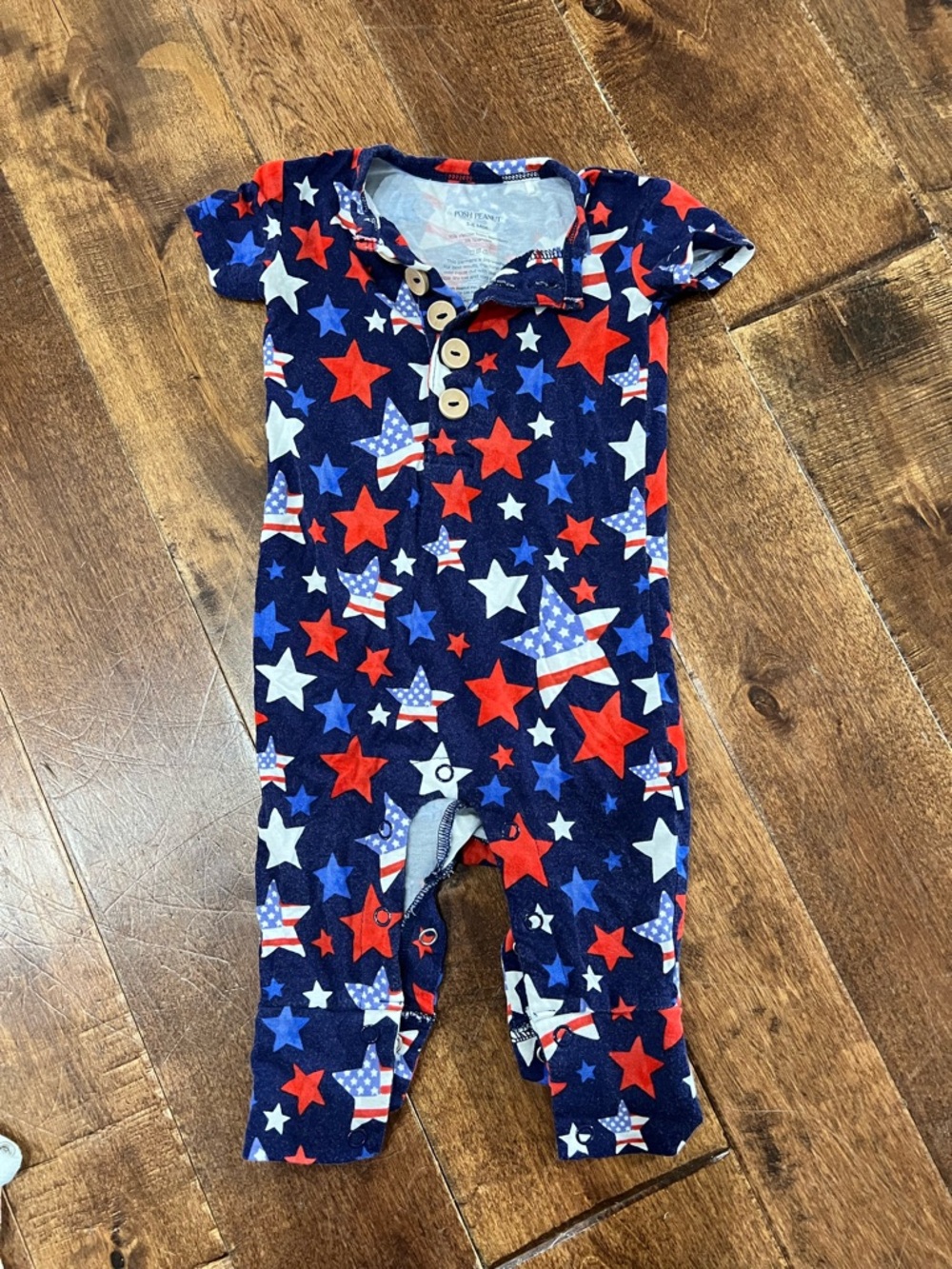 Posh Peanut Navy Red White Star-Print Short Sleeve One-Piece